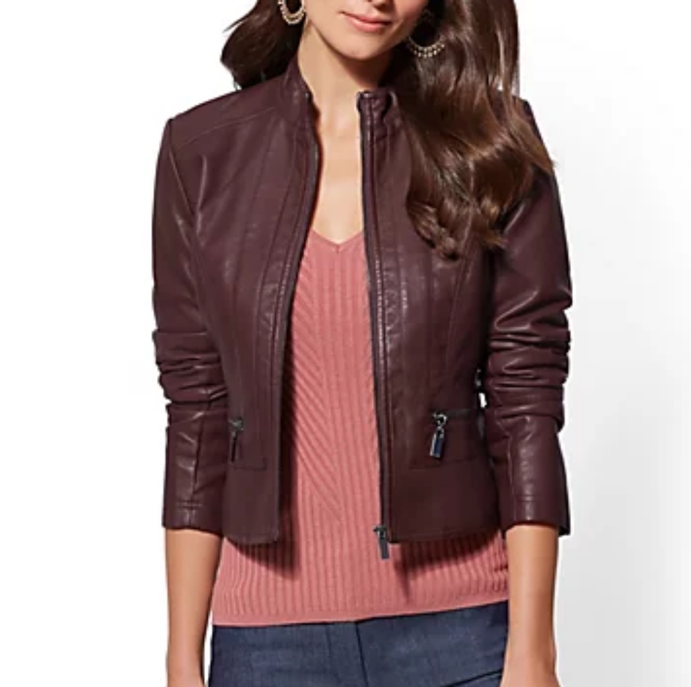 NY & Co.  Faux Leather Moto Jacket